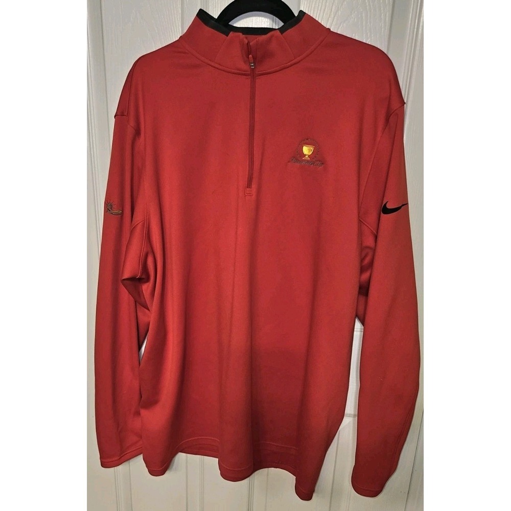 Nike Golf Dri-FIT Presidents Cup Red 2XL Long Sleeve 1/4 Zip Polo Shirt